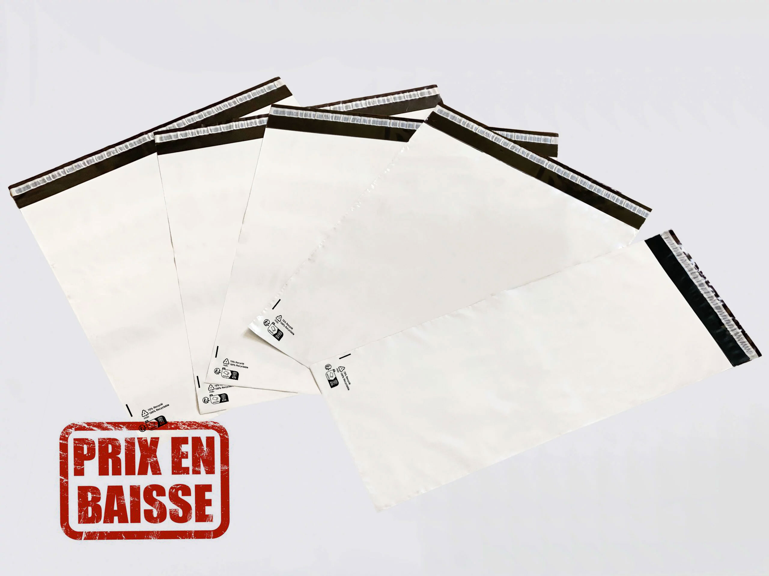 50x Enveloppes Plastique Expedition RÉUTILISABLE 100% Recyclée