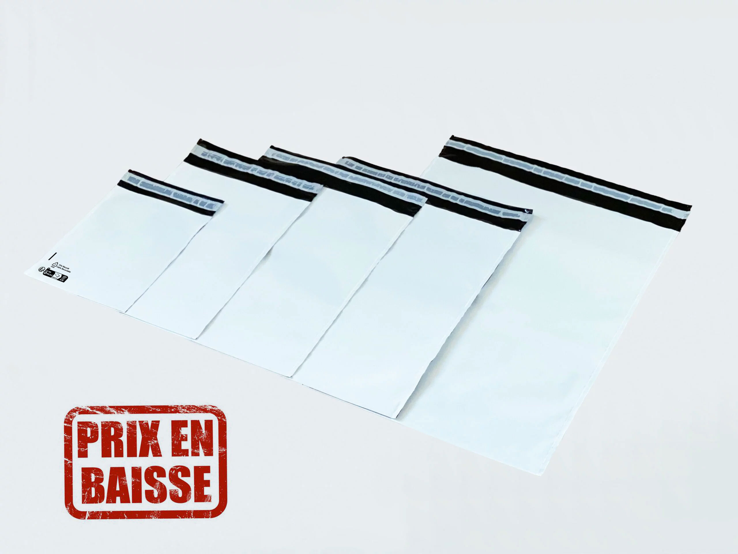 500 Enveloppes plastique opaques ECO 60 microns N°3 280x370mm